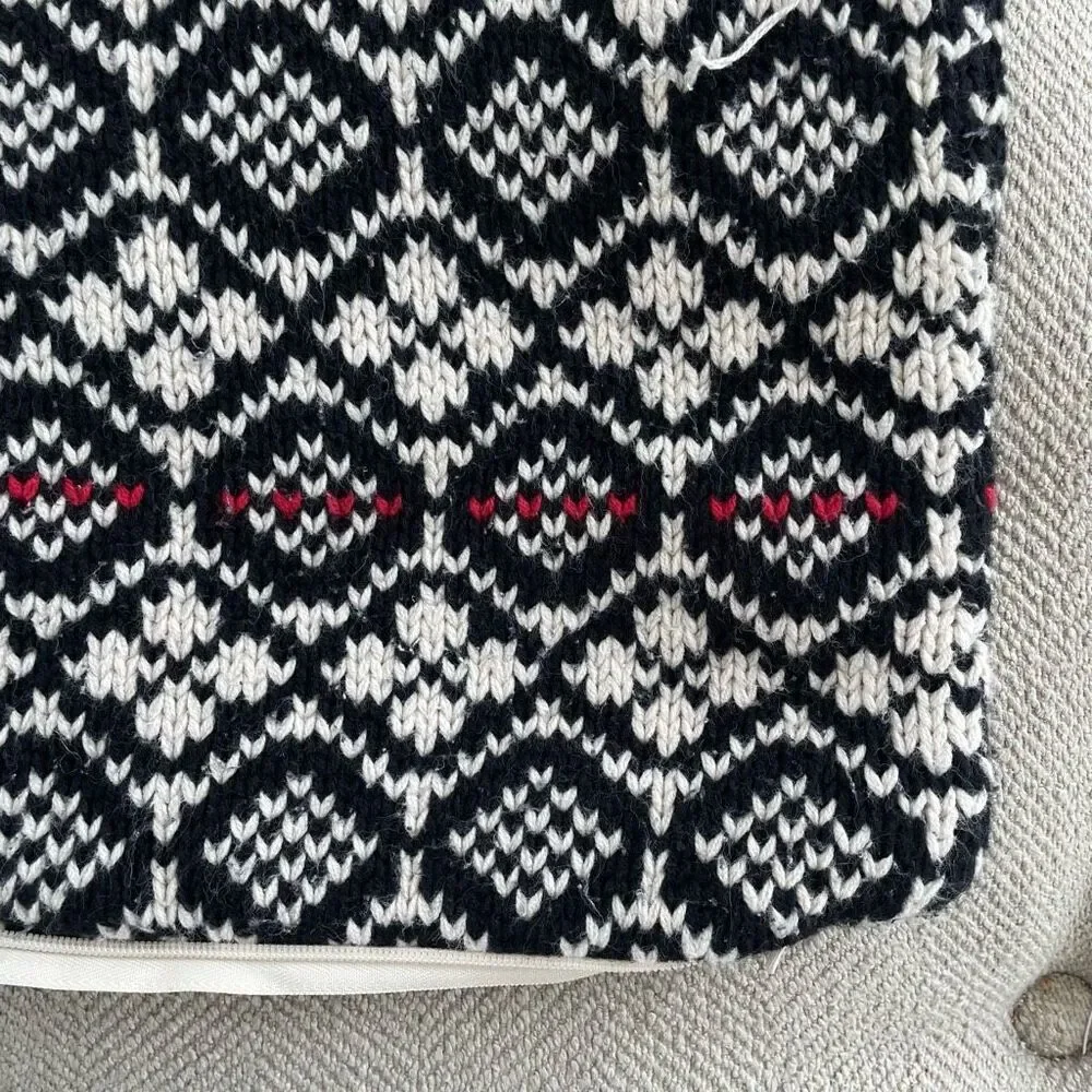 Pottery Barn Lexington Fair Isle Sweater Knit Square Pillow Cover Black Red